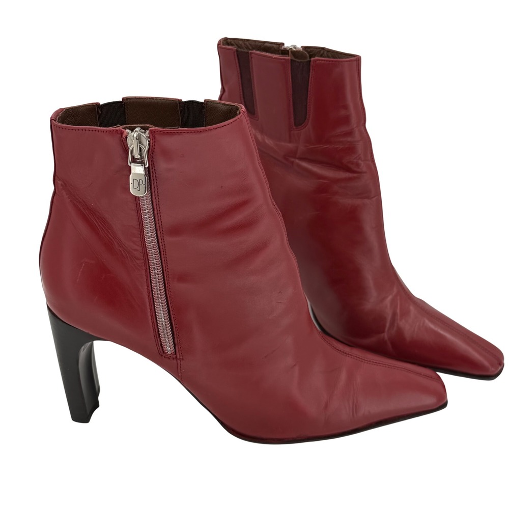 Donald J Pliner DJ Black Label Oxblood Leather Ankle Boots Pointed Toe 8.5M